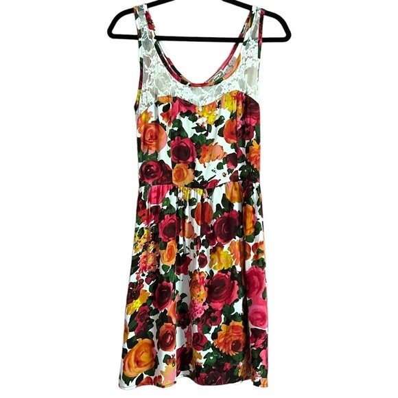 Kirra Floral Dress with Lace Detail, Size Medium Tank Dress, Pacsun - Picture 6 of 14